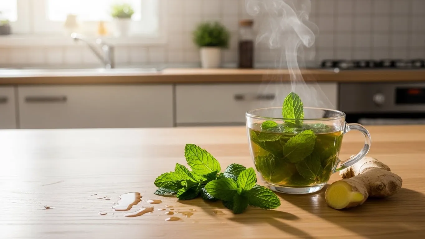 Una taza de té de jengibre humeante